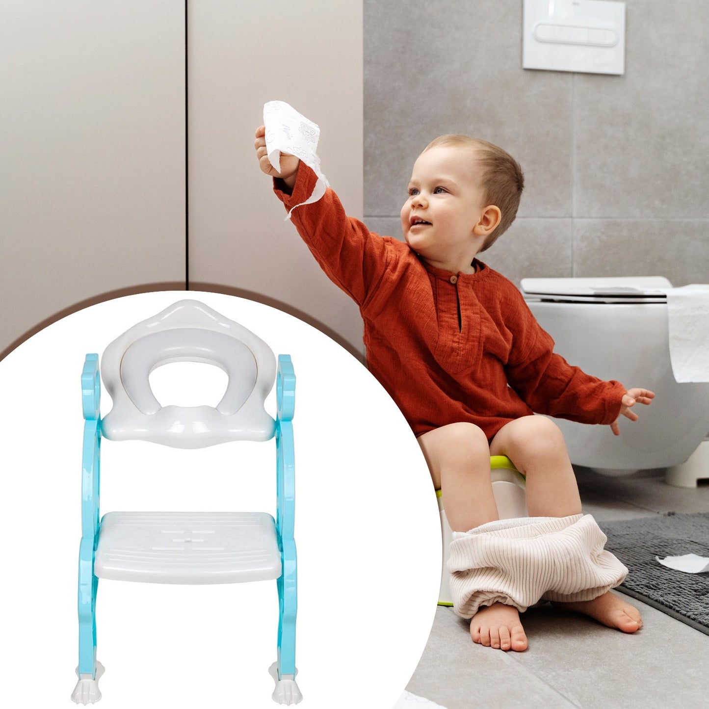 Potty training seat with ladder for toddlersā convenience
