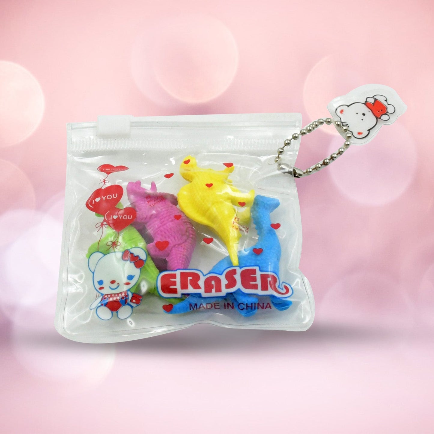 Fun dinosaur-shaped erasers for kidsā desks