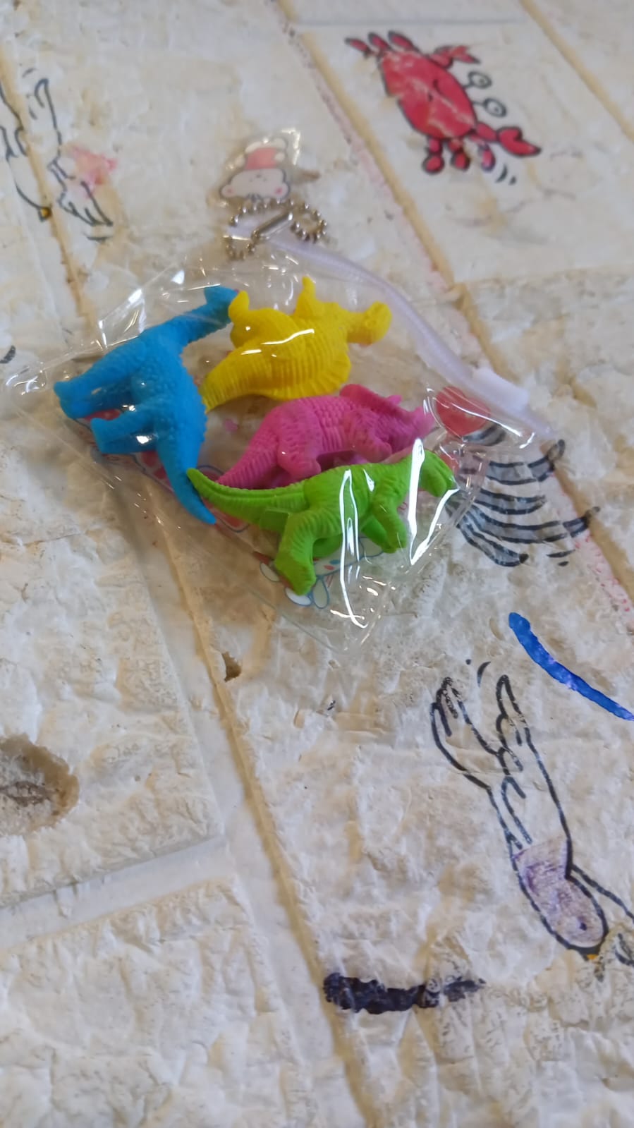 Set of dinosaur erasers for childrenās school supplies