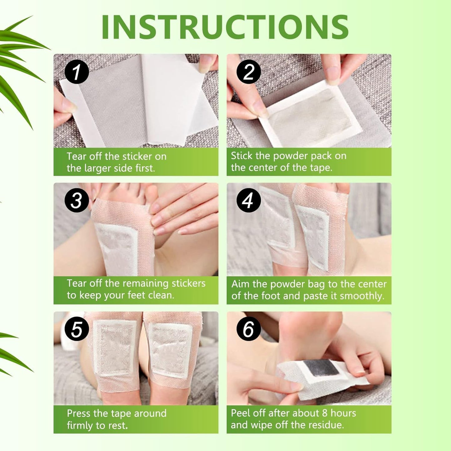 Detox Foot Pads Ginger Salt Foot Patch -10pcs (Free Size White)