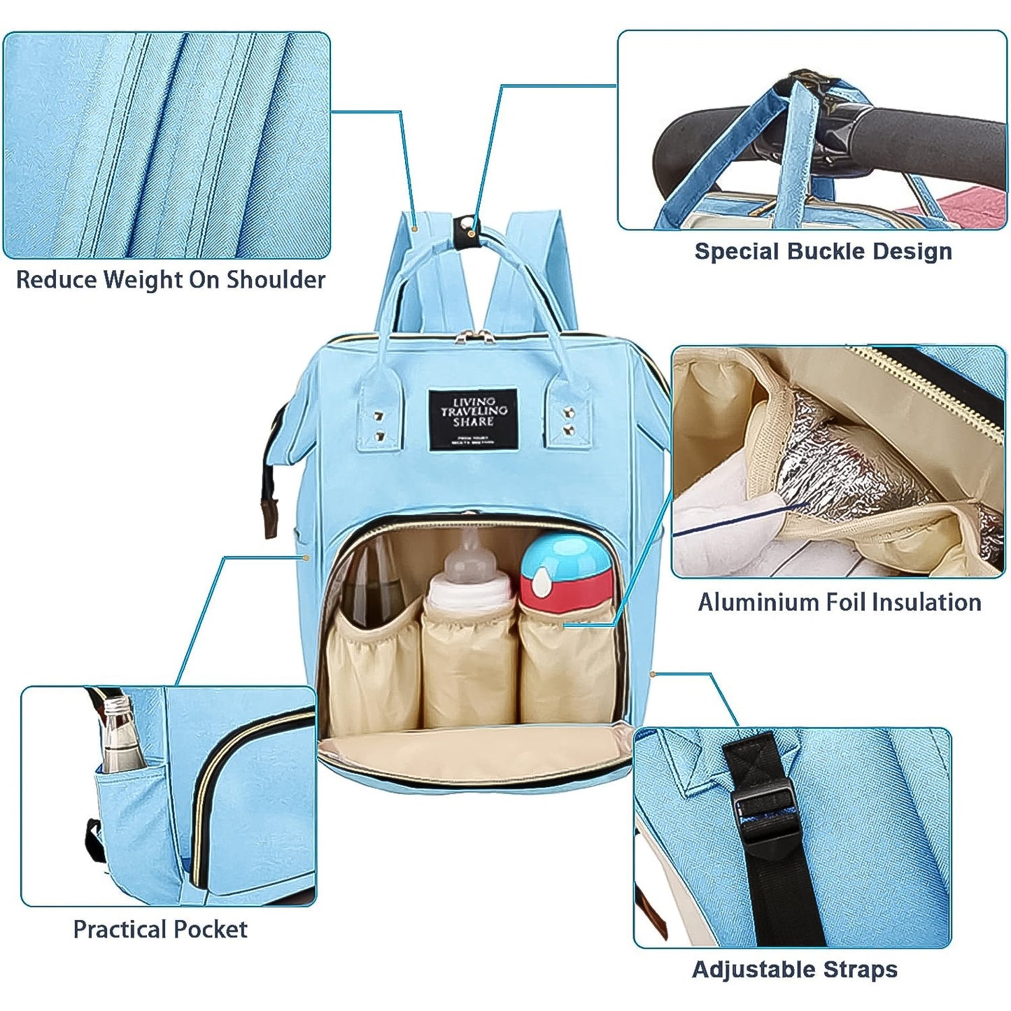 Multifunction Diaper Bag for Baby Care Travel Backpack Large Capacity (1 Pc)