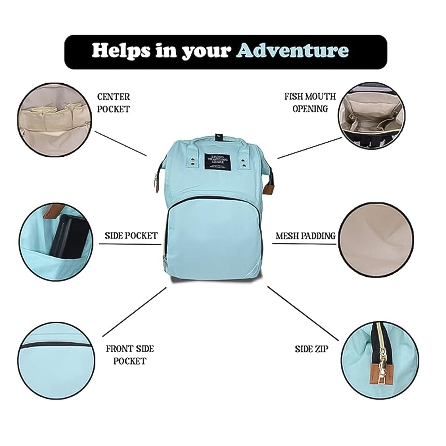 Multifunction Diaper Bag for Baby Care Travel Backpack Large Capacity (1 Pc)