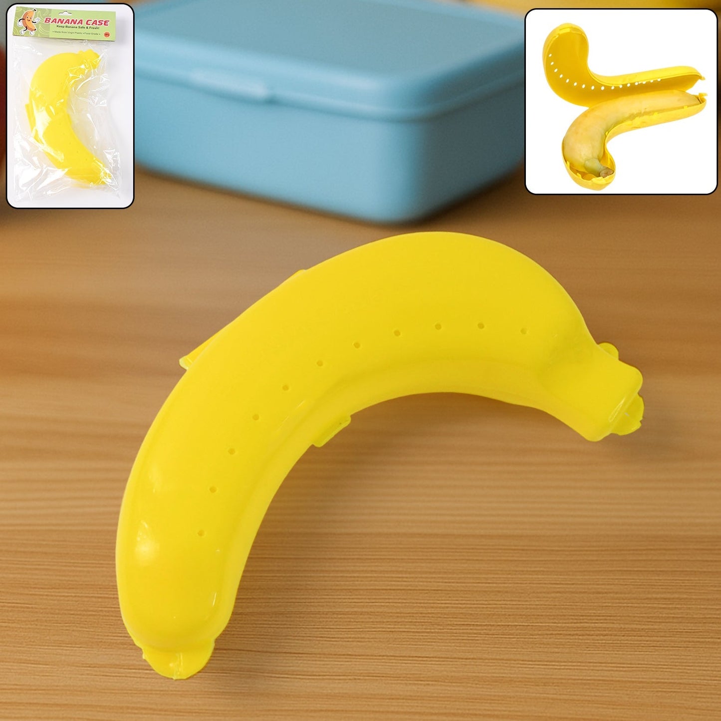 “banana shaped lunch box yellow”