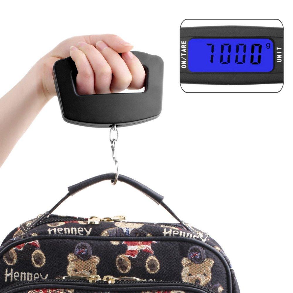 Black Digital Portable Luggage Scale with LCD Backlight (50 kg) - GurStore