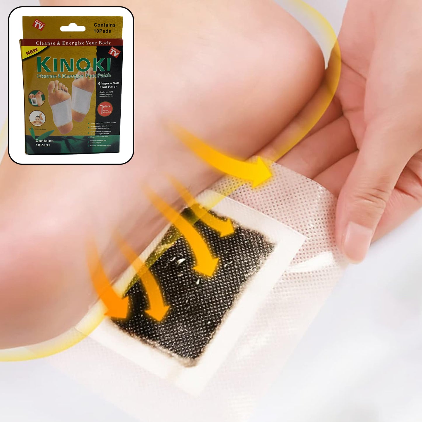 Detox Foot Pads Ginger  Salt Foot Patch -10pcs (Free Size White)