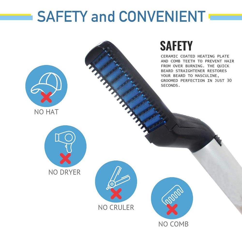 “men beard straightener comb”