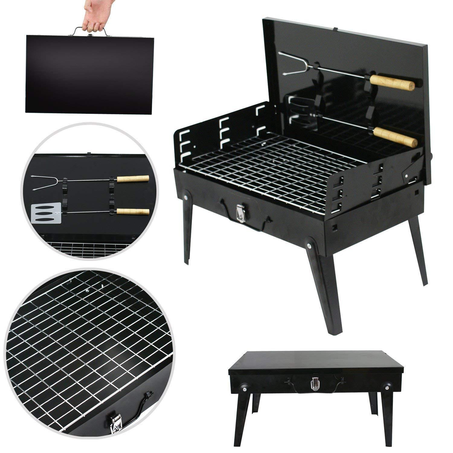 Stainless Steel Briefcase Style Barbecue Grill Toaster (Medium, Black) - GurStore