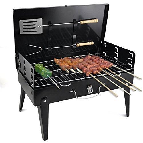 Stainless Steel Briefcase Style Barbecue Grill Toaster (Medium, Black) - GurStore