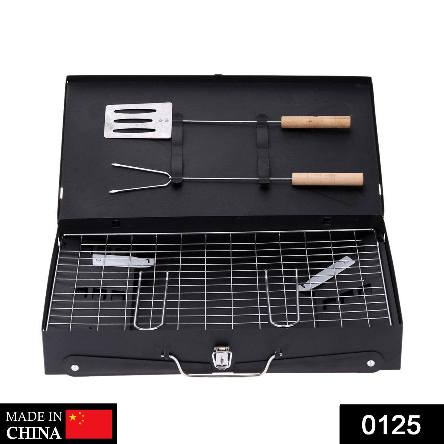 Stainless Steel Briefcase Style Barbecue Grill Toaster (Medium, Black) - GurStore