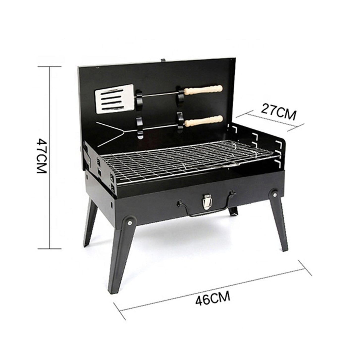 Stainless Steel Briefcase Style Barbecue Grill Toaster (Medium, Black) - GurStore