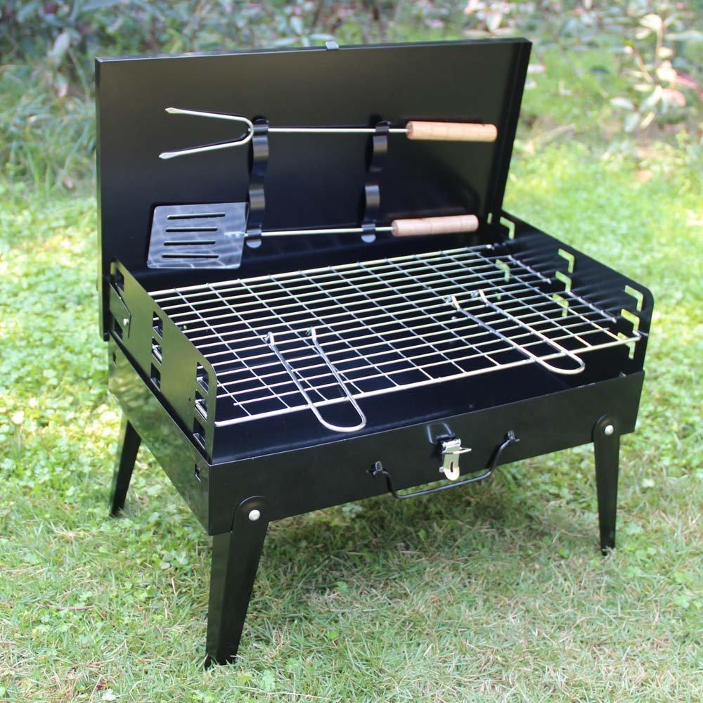 Stainless Steel Briefcase Style Barbecue Grill Toaster (Medium, Black) - GurStore